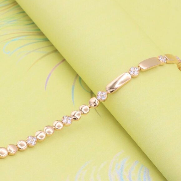 "Modern Beaded & Bar Link Rose Gold Bracelet, XPBL0774 - Picture 2 of 11